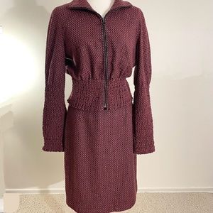 Les Chemins Blancs Fitted Tweed Skirt Suit, size 10